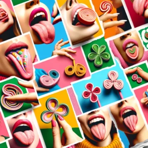 A playful collage of various tongue tricks